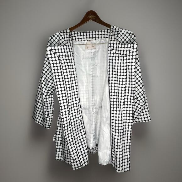 Covington Geometric Print Jacket Black White Snap Belt Wrap Waist Women XL Chic - Picture 5 of 8